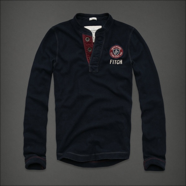 Abercrombie Fitch Hombres Ponte de pie de cuello Largo Remera AF6204